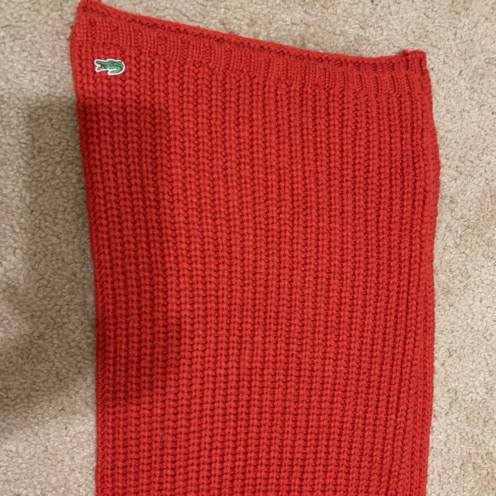 Men’s LACOSTE RED LONG SCARF And HAT SET